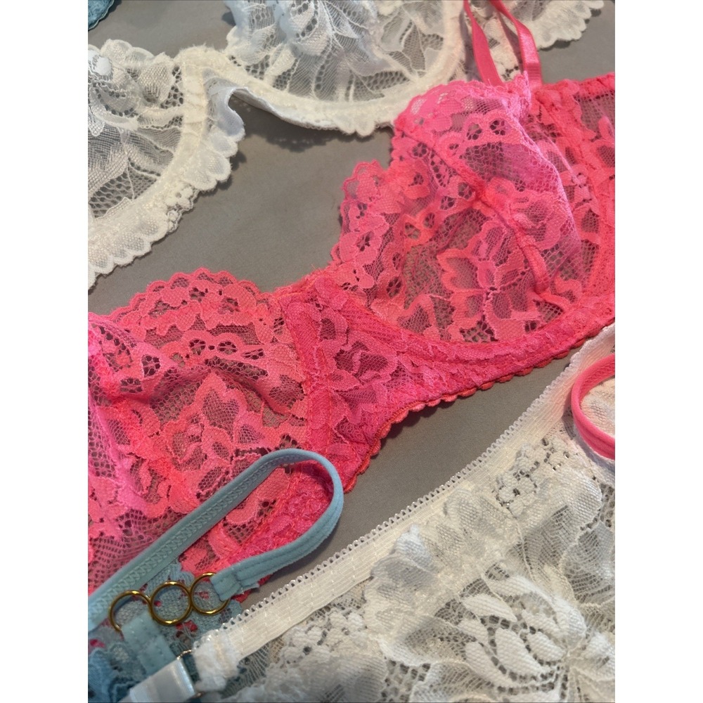 Bra And‎ Panties Set Small Pink Blue White - Picture 2 of 7